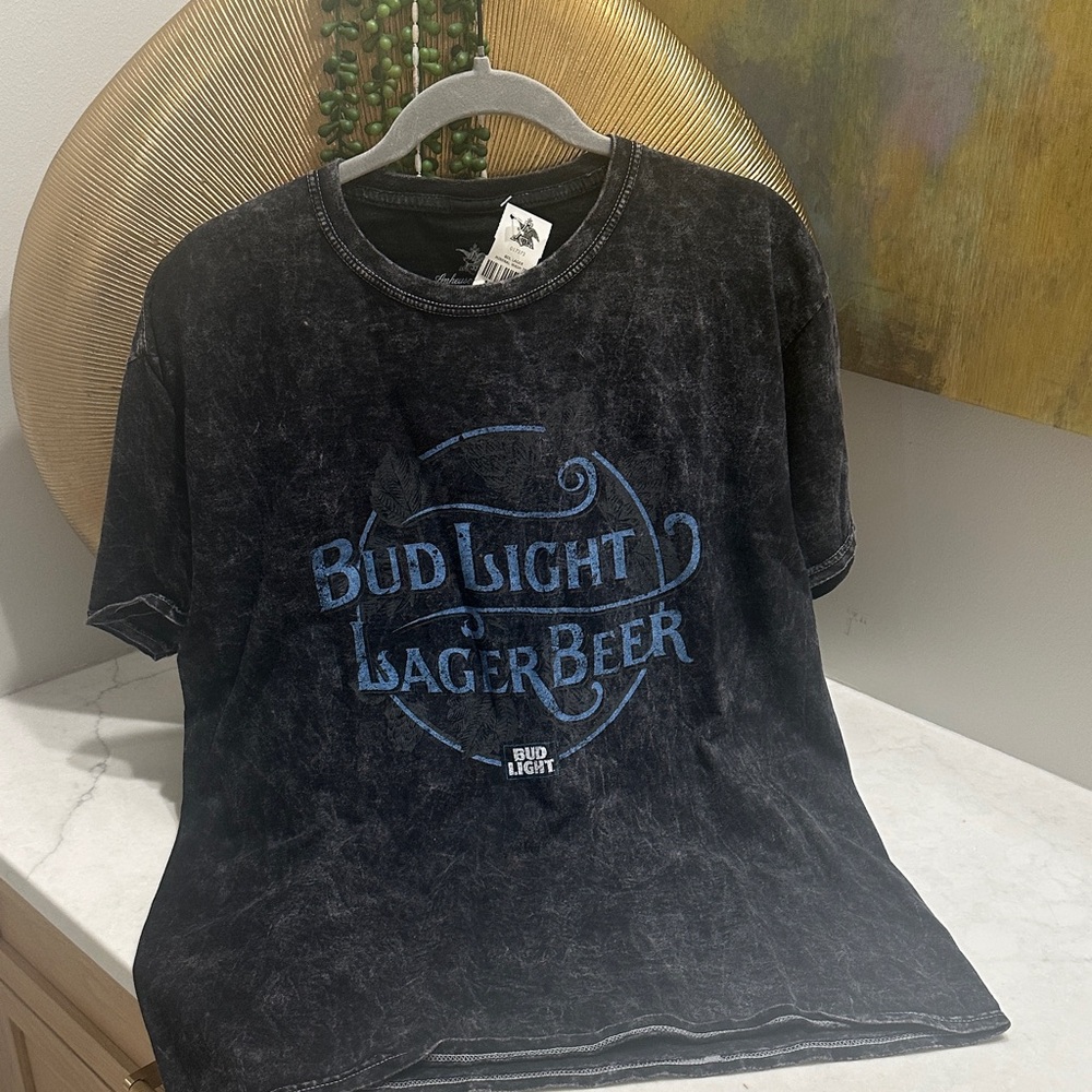 Bud Light Lager Beer Vintage Looking Black T-Shirt